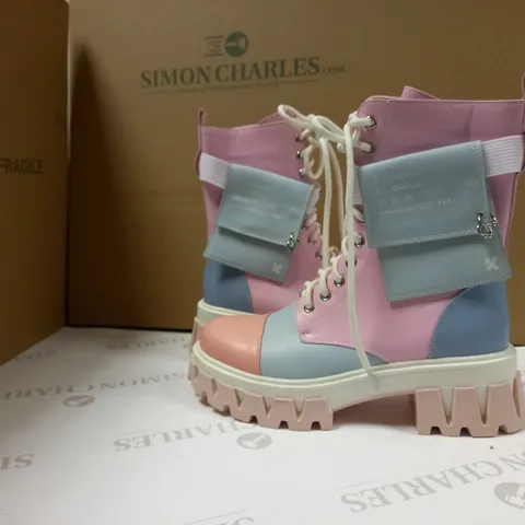 KOI PASTEL CHUNKY ANKLE BOOTS - SIZE 4