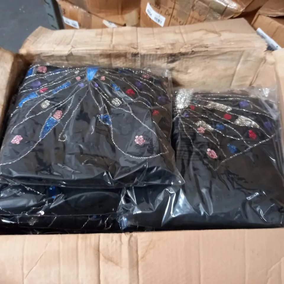 LOT OF APPROXIMATELY 12 EMBELLISHED JUMPERS WITH TROUSERS AND PADDED SHOULDERS - SIZE UNSPECIFIED