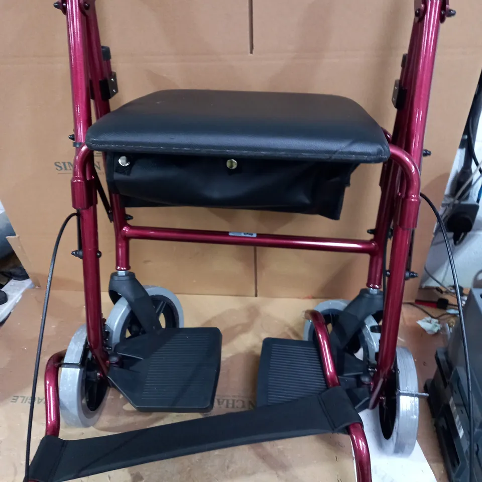 HOMECRAFT FOUR WHEELED ROLLATOR WALKER WITH BREAKS, FOOT REST, SEAT AND BASKET