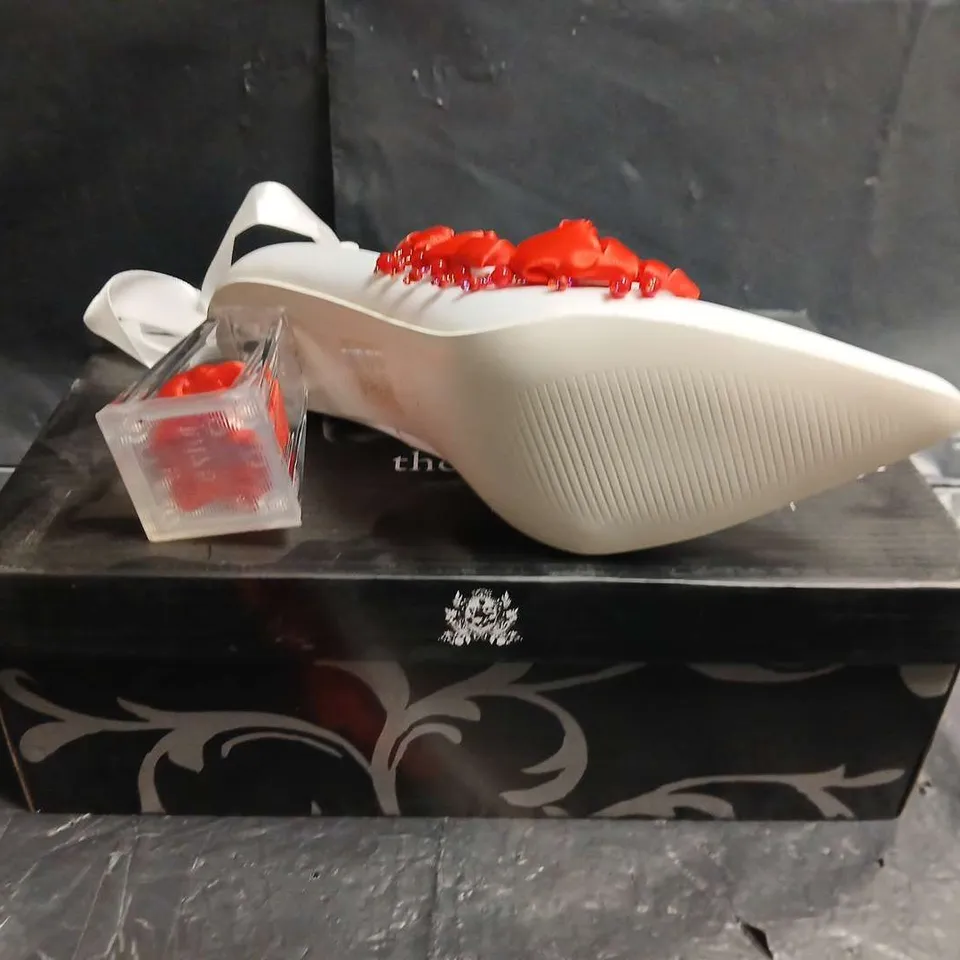 BOXED PAIR OF KOI BELLA'S NIGHTMARE ROSE HEELS – PEARL, UK3