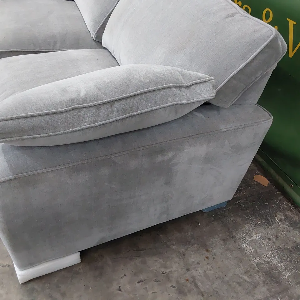 QUALITY BRITISH MADE LOUNGE Co TWO SEATER SOFA WITH BOLSTER CUSHIONS GREY PLUSH FABRIC 