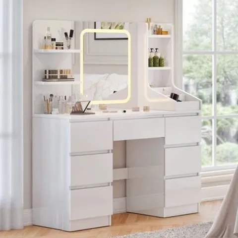 BOXED DRESSING TABLE WITH 3 MODE LIGHT MIRROR