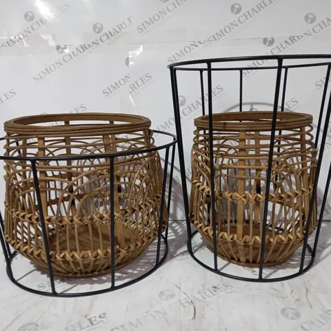 BOXED OUTLET MY HOME STORIES BAMBOO SET OF 2 PLANTERS