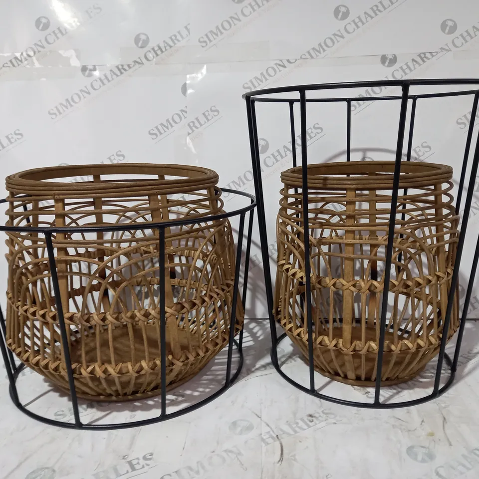 BOXED OUTLET MY HOME STORIES BAMBOO SET OF 2 PLANTERS