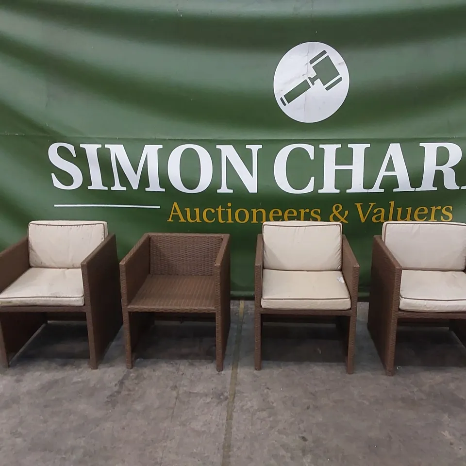 DESIGNER GARDEN & PATIO RATTAN DINING TABLE SET WITH CHAIRS AND COVER