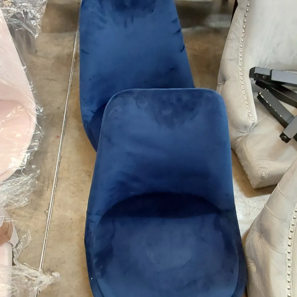3 X ASSORTED UPHOLSTERED DINING CHAIR SEATS IN BLUE