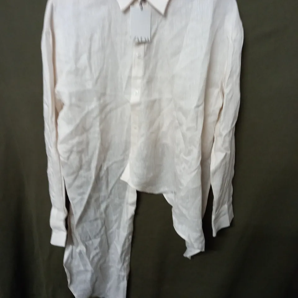 ZARA LONG SLEEVE SHIRT WITH OFF CUT DESIGN - EUR M
