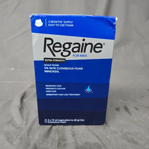 BOXED AND SEALED REGAINE FOR MEN EXTRA STRENGTH SCALP FOAM 5% MINOXIDIL – 3 MONTHS SUPPLY