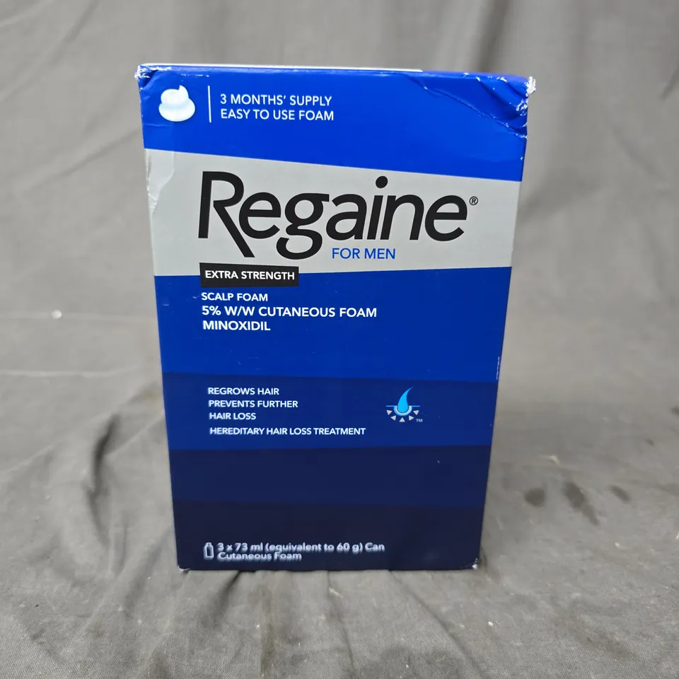 BOXED AND SEALED REGAINE FOR MEN EXTRA STRENGTH SCALP FOAM 5% MINOXIDIL – 3 MONTHS SUPPLY