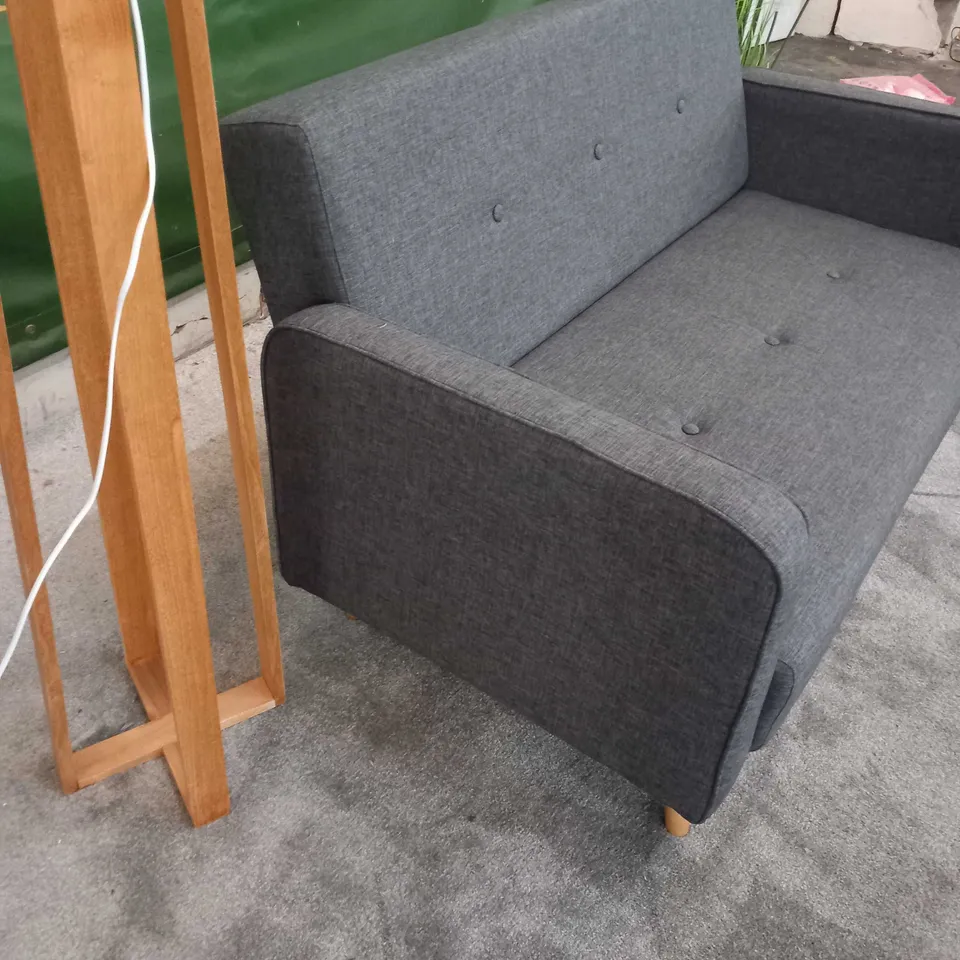 BRAND NEW RAMONA CHARCOAL BUTTON BACK TWO SEATER SOFA