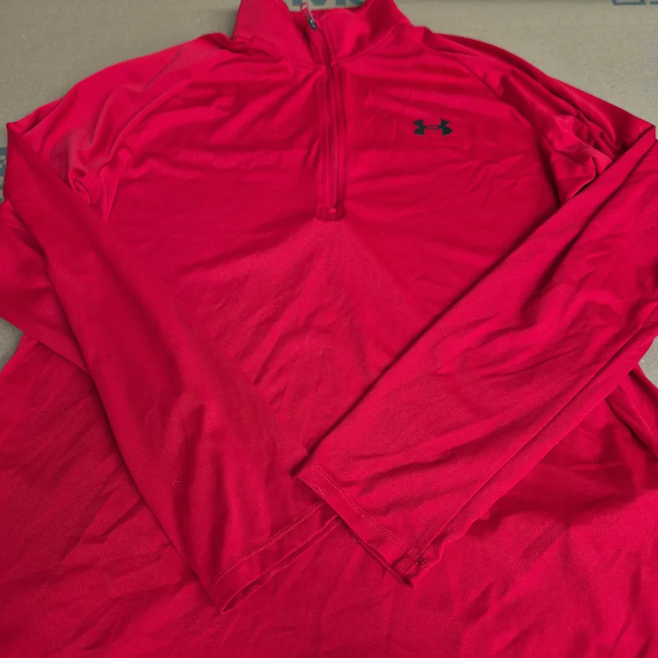 UNDER ARMOUR RED QUARTER-ZIP PULLOVER TOP - LARGE