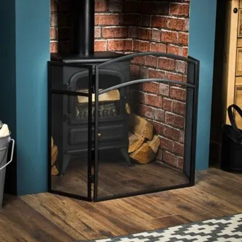 BOXED MILANO 3 PANEL STEEL FIREPLACE SCREEN