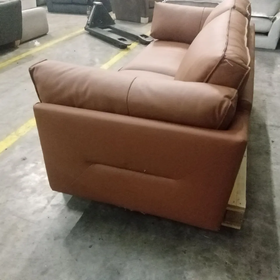 SASHA 3 SEATER LEATHER/FAUX LEATHER SOFA - TAN RRP £1199