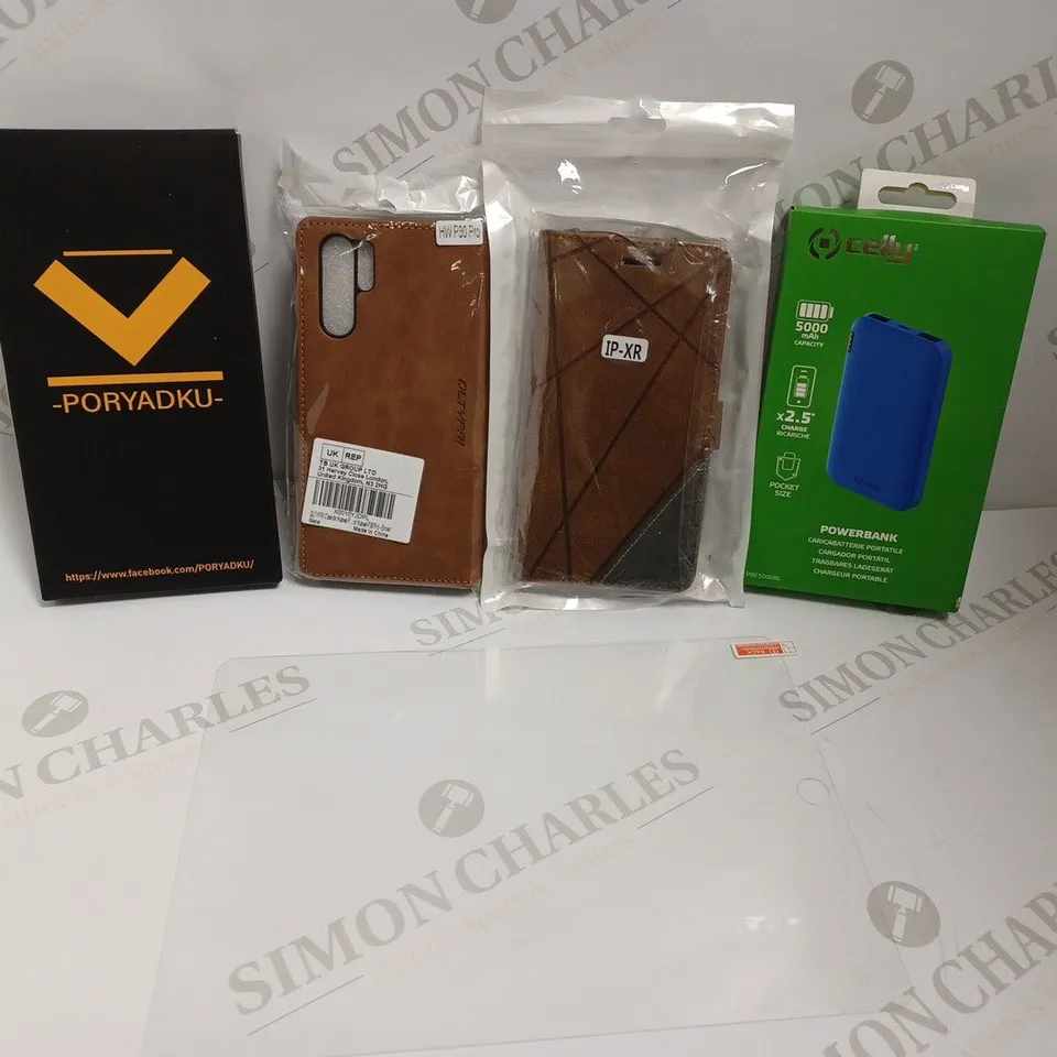 BOX OF APPROX 15 ITEMS INCLUDING ASSORTED PHONE CASES AND SCREEN PROTECTORS FOR VARIOUS ITEMS