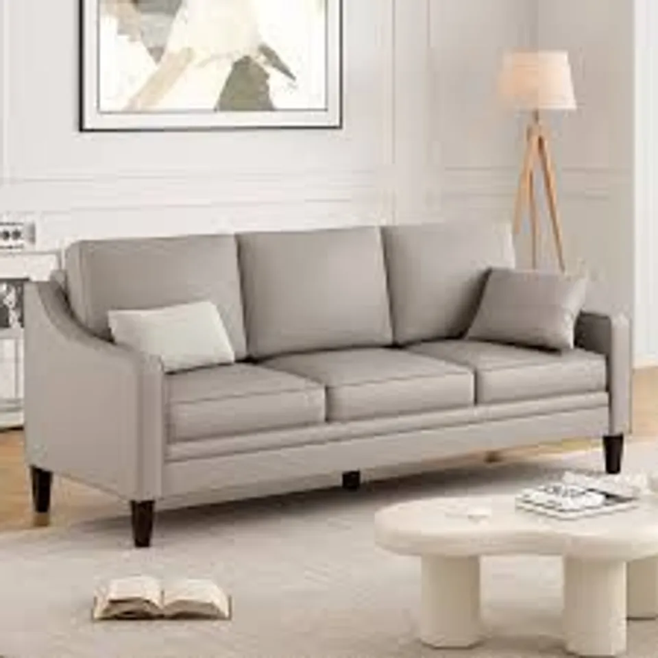 BOXED WINSTON PORTER 78.75'' W FAUX LEATHER SOFA - GREY (1 BOX)