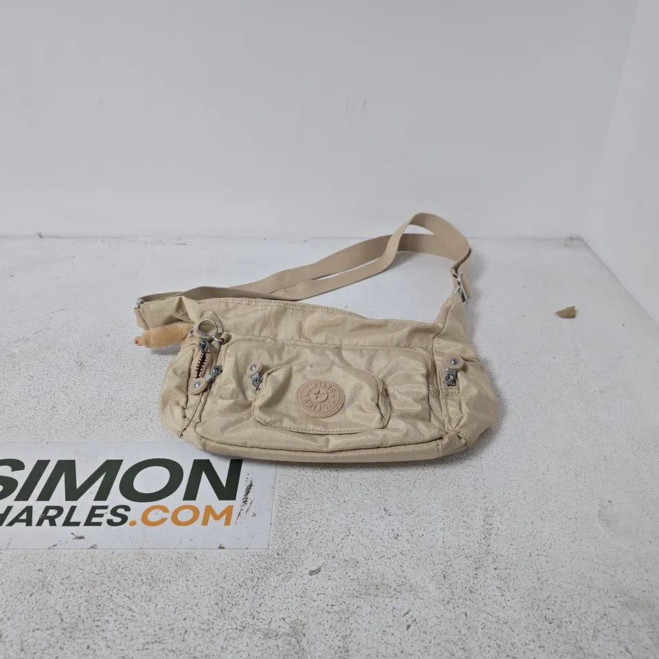 KIPLING BEIGE CROSSBODY BAG WITH FRONT ZIP POCKETS 