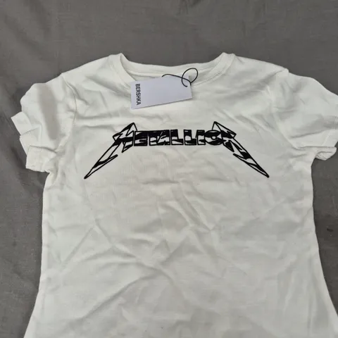 BERSHKA METALLICA SLOGAN TEE - SIZE M