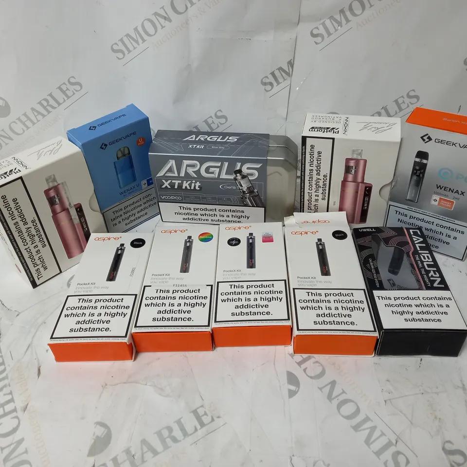 BOX OF APPROXIMATELY 10 ASSORTED E-CIG PRODUCTS TO INCLUDE ASPIRE, INNOKIN, GEEKVAPE 