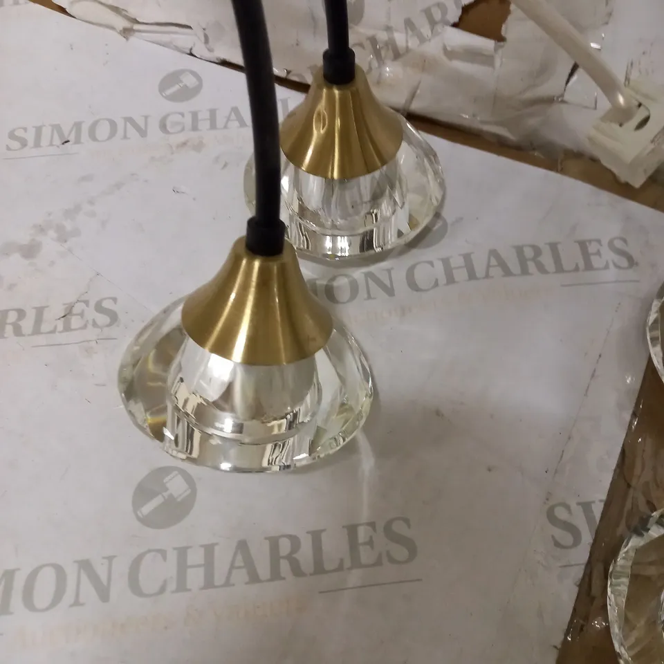 6 LIGHTS HANGING OVERHEAD DIAMOND EFFECT GLASS & METAL LIGHT FIXTURE 