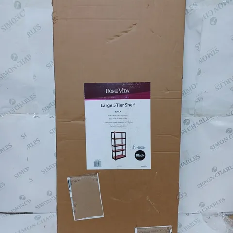 BOXED HOME VIDA LARGE 5 TIER SHELVING UNIT - BLACK