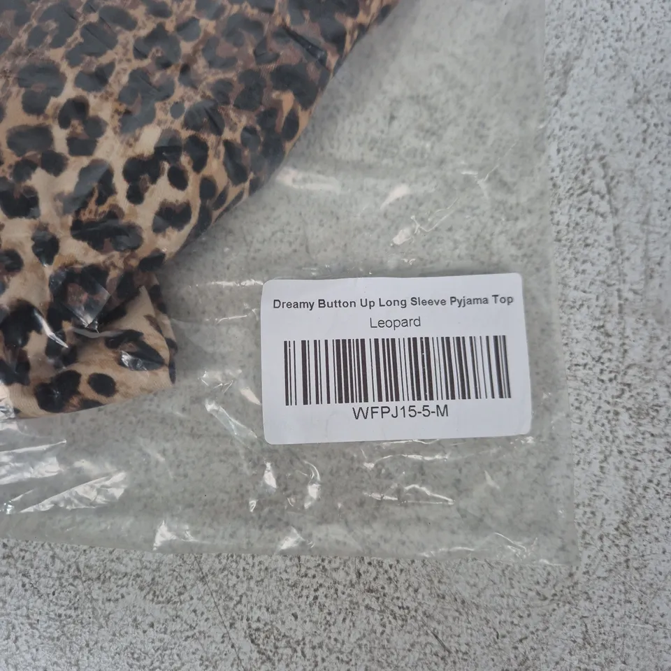WHITE FOX LEOPARD PRINT DREAMY BUTTON-UP LONG SLEEVE PYJAMA TOP – WOMEN'S, SIZE M