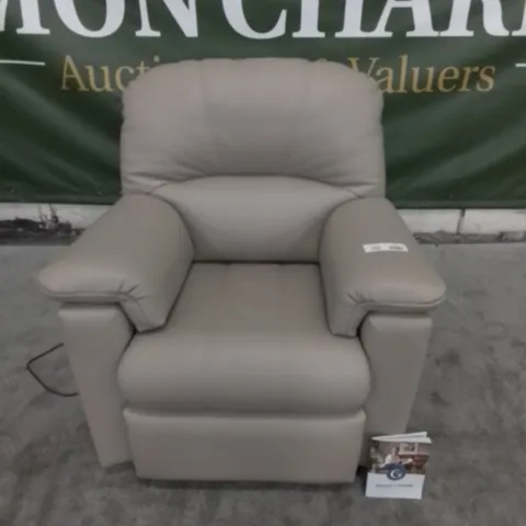 DESIGNER G PLAN MADE CHLOE HUSK ALABASTER LEATHER ELECTRIC RECLINING ARM CHAIT