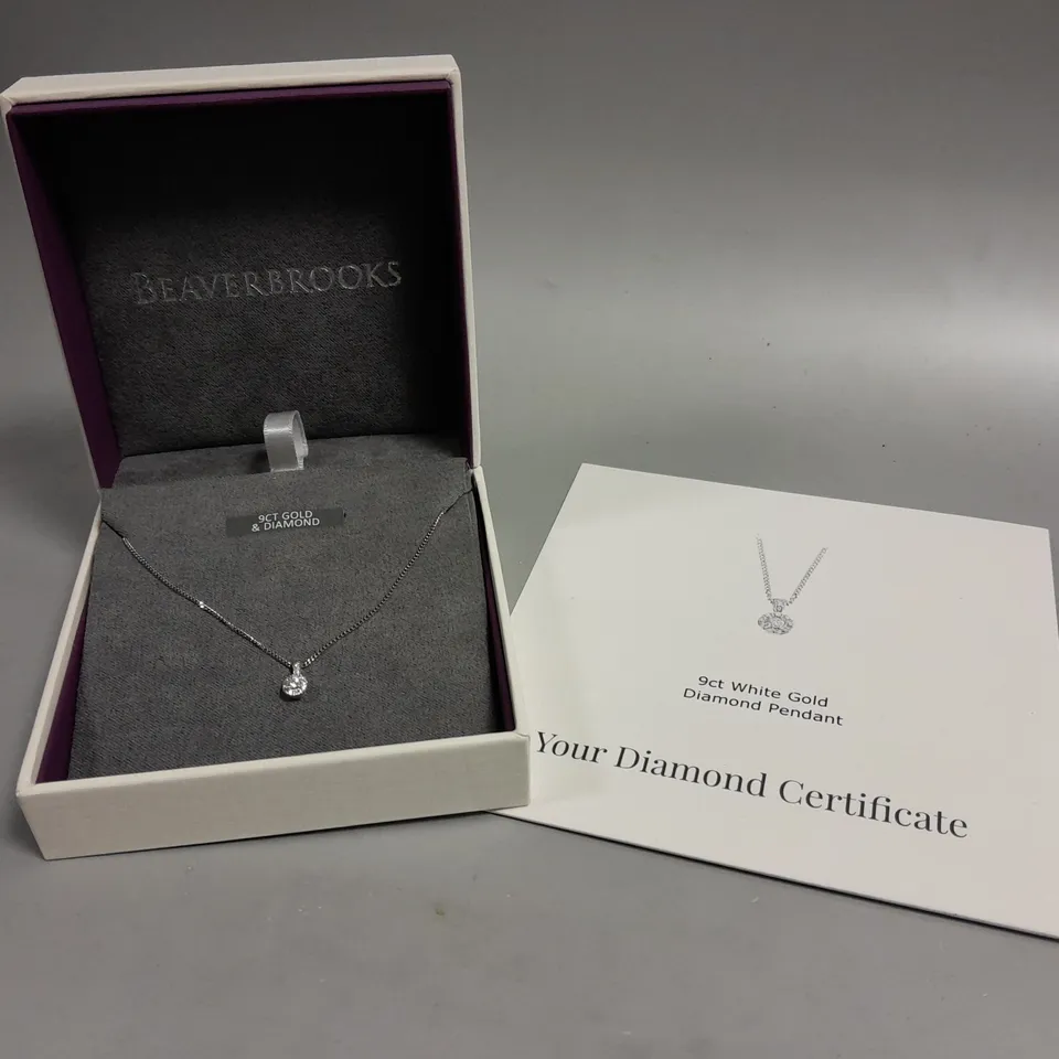 BEAVERBROOKS WHITE GOLD DIAMOND PENDANT NECKLACE 