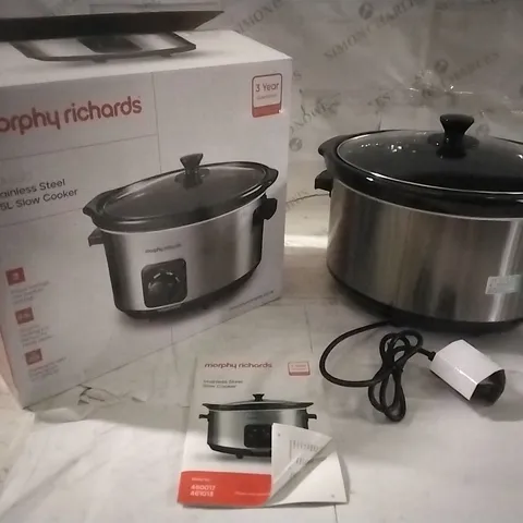 BOXED MORPHY RICHARDS CLASSIC STAINLESS STEEL 6.5L SLOW COOKER 