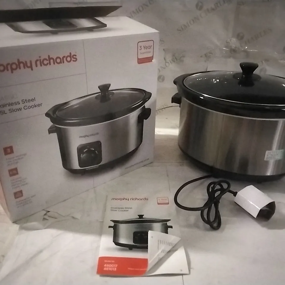 BOXED MORPHY RICHARDS CLASSIC STAINLESS STEEL 6.5L SLOW COOKER 