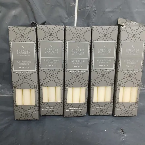 5 BOXED SHEARER CANDLES RUSTIC DINING CANDLES PACK OF 6