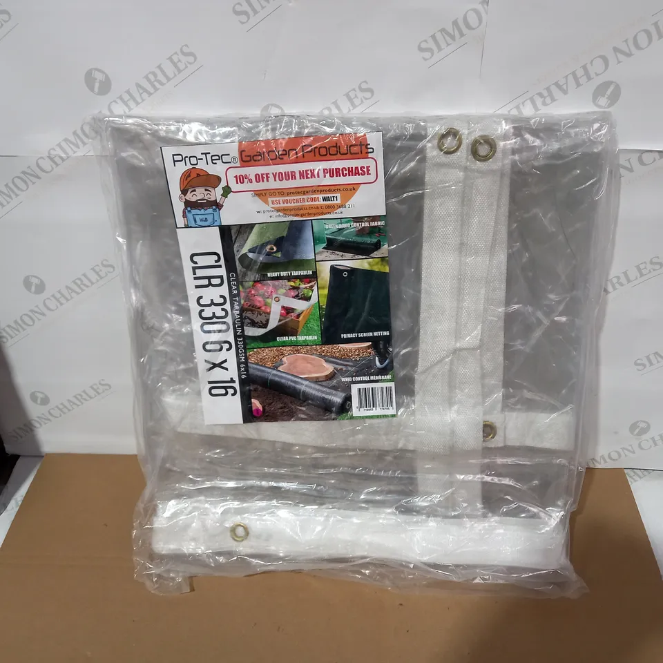 PRO-TEC GARDEN PRODUCTS CLEAR PVC TARPULIN APPROX 6X16