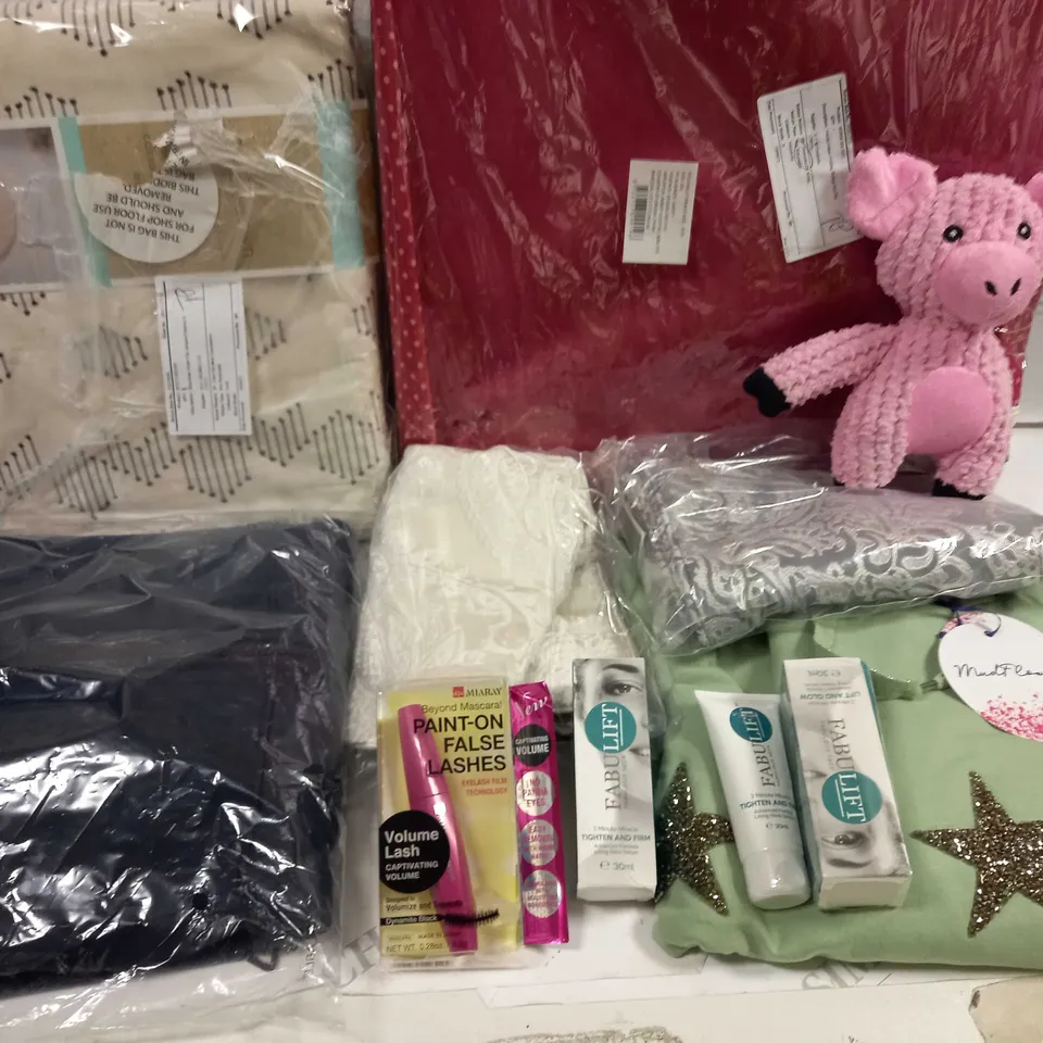 LOT OF 11 ASSORTED ITEMS TO INCLUDE FOLDING STORAGE BOX, FABULIFT NECK SERUM AND SLAZENGER HOODIE