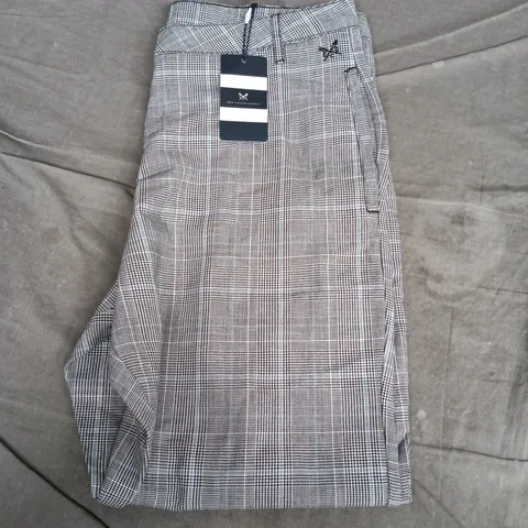 CREW CLOTHING COMPANY CHECK SMART TROUSER – BLACK CHECK, UK 14