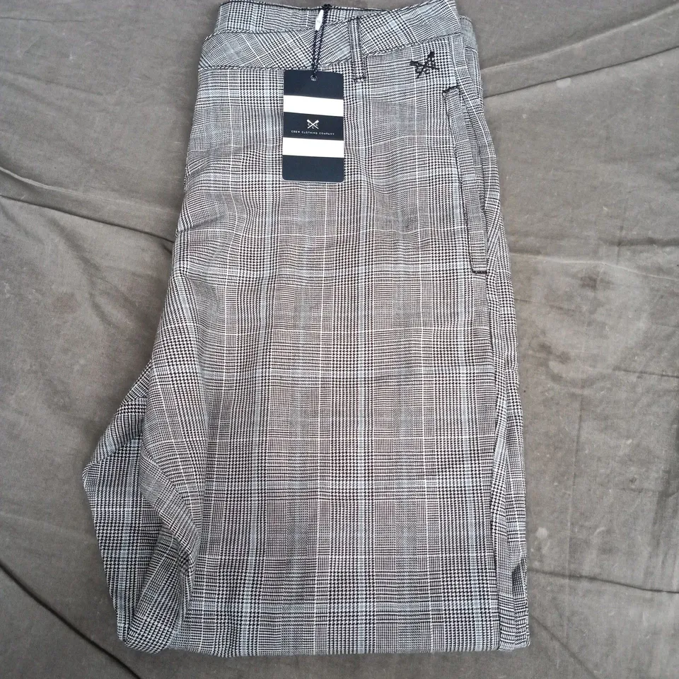 CREW CLOTHING COMPANY CHECK SMART TROUSER – BLACK CHECK, UK 14