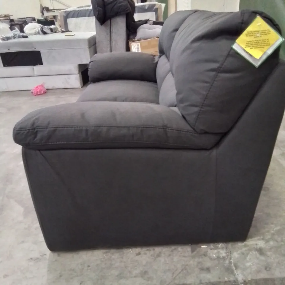 DESIGNER 2 SEATER FABRIC UPHOLSTERED BLACK SOFA 