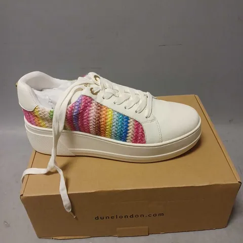 BOXED PAIR OF DUNE LONDON MULTICOLOURED TRAINERS - 8