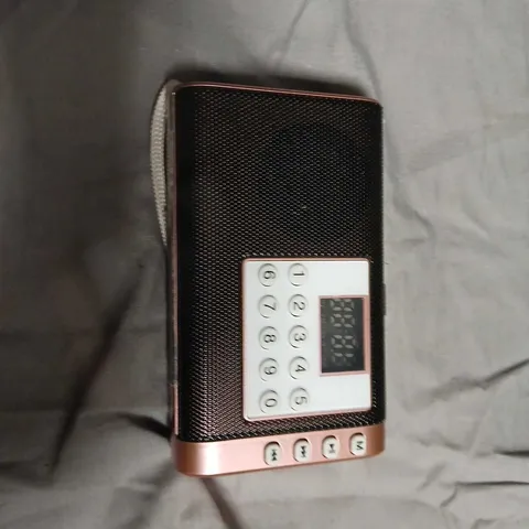 ROSE GOLD PORTABLE RADIO WITH NUMERIC KEYPAD AND LCD DISPLAY-