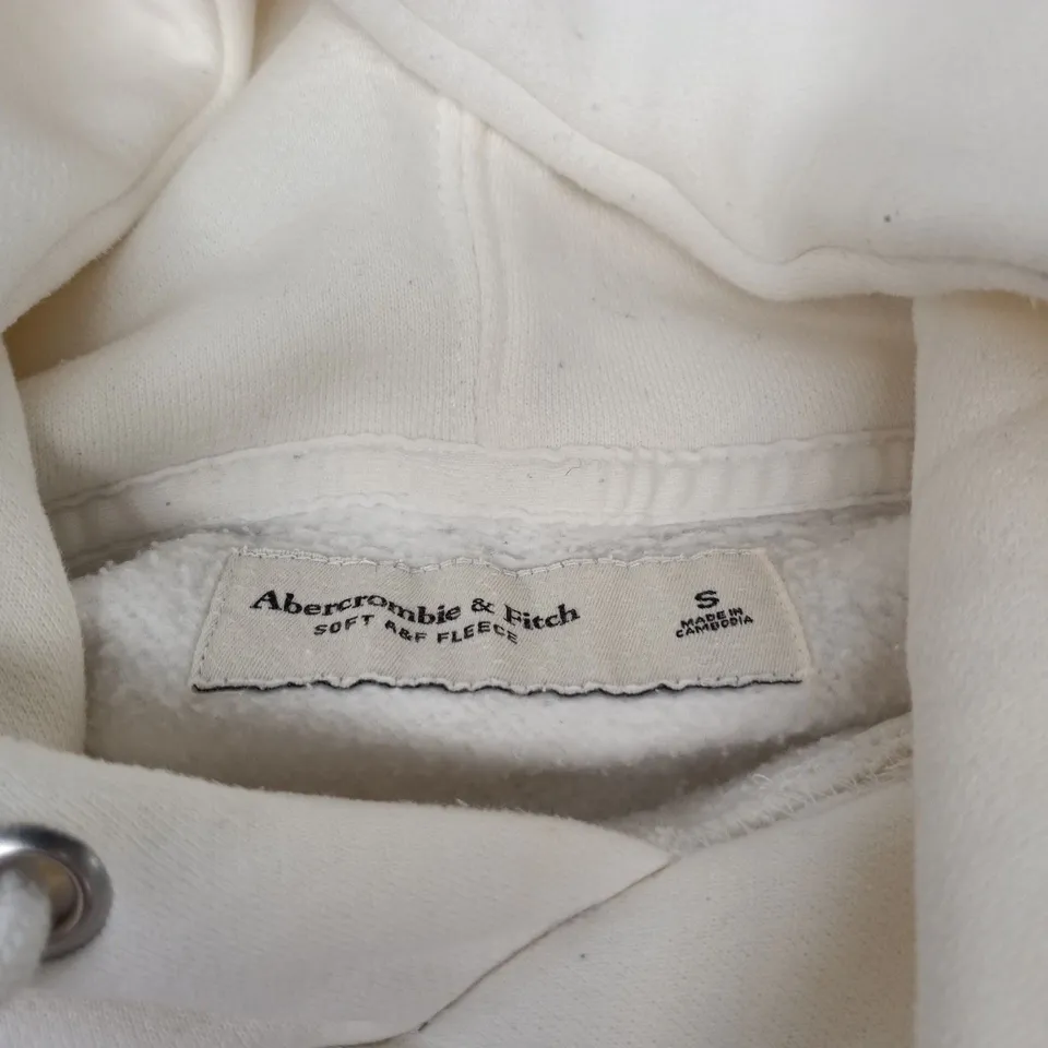ABERCROMBIE & FITCH WHITE HOODIE, SOFT FLEECE, SIZE S
