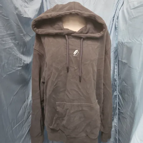 SUPERDRY LOGO SLEEVED HOODIE IN GREY - 3XL