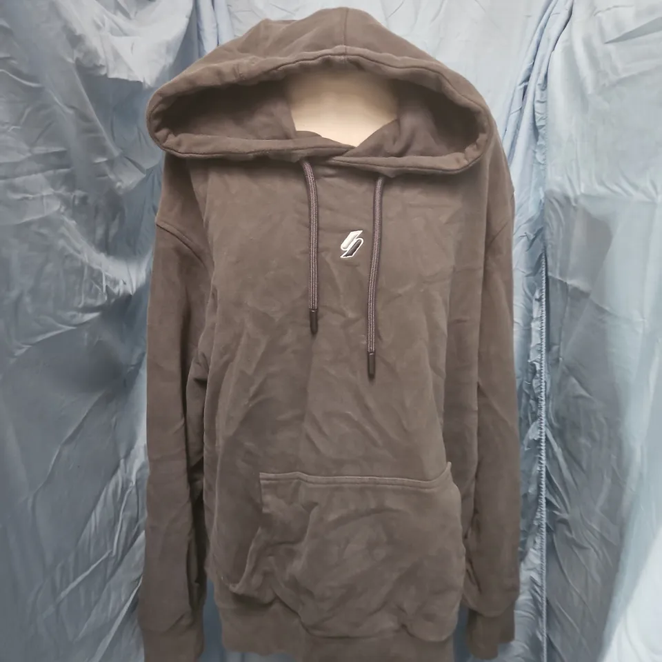 SUPERDRY LOGO SLEEVED HOODIE IN GREY - 3XL