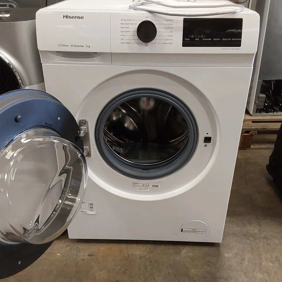 HISENSE FREESTANDING 6KG WASHING MACHINE IN WHITE WFQP6012EVM - UNPROCESSED RAW RETURN