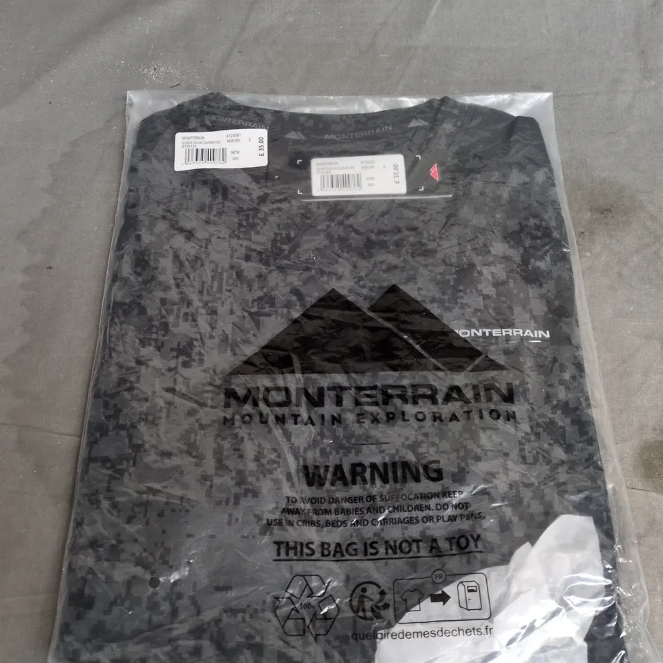 MONTERRAIN QUANTUM JACQUARD TEE – JET BLACK, UK SIZE L