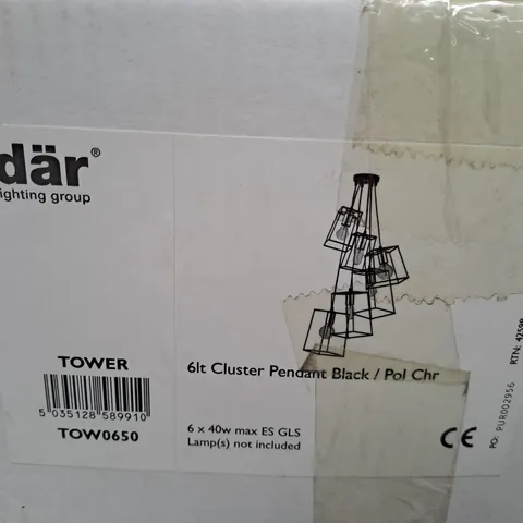 6LT CLUSTER PENDANT BLACK / POL CHR 