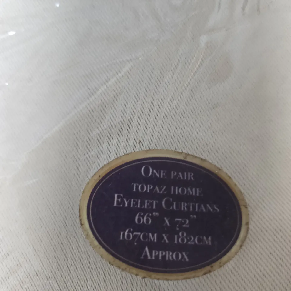 TOPAZ HOME EYELET CURTAINS – SILK-FEEL BLACKOUT, BEIGE, ONE PAIR, 66 X 72 IN (167 X 182 CM)