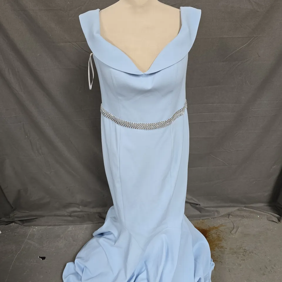 PIA MICHI PALE BLUE SEQUIN BELT DRESS - SIZE 14