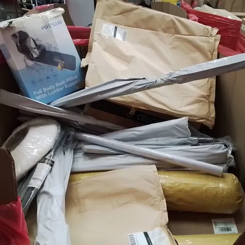 PALLET CONTAINING VARIOUS ASSORTED BOXED HOUSEHOLD ITEMS TO INCLUDE: CAR MATS, RUGS, FULL BODY BATH PILLOW, AND LOTS MORE UNMARKED BOXED ITEMS 