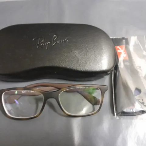 PAIR OF RAY BAN PATTERENED TAUPE GLASSES IN CASE