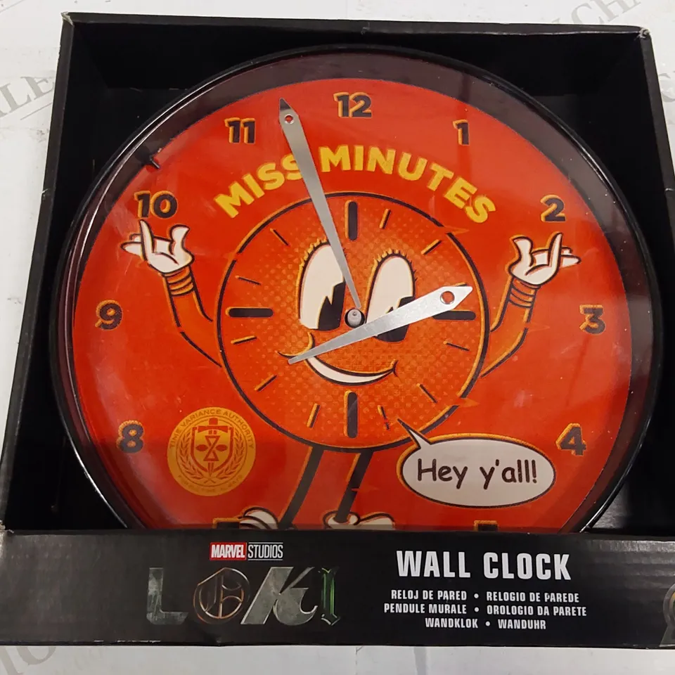 BOXED 'MISS MINUTES' WALL CLOCK (1 BOX)