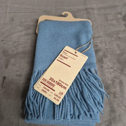 MUJI WOOL SCARF IN SMOKY BLUE 35X180CM