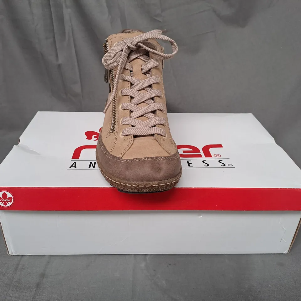 BOXED PAIR OF RIEKER SHOES IN TAN/BEIGE UK SIZE 5